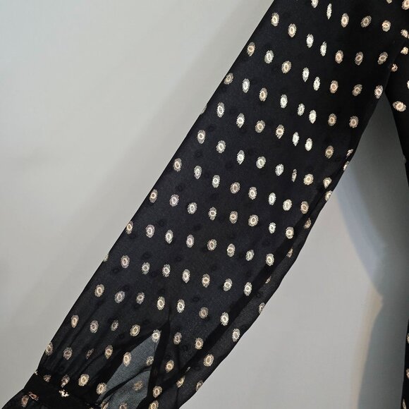 Nanette Lepore Long Sleeve Dress - Black with Gold Dots - Picture 6 of 10